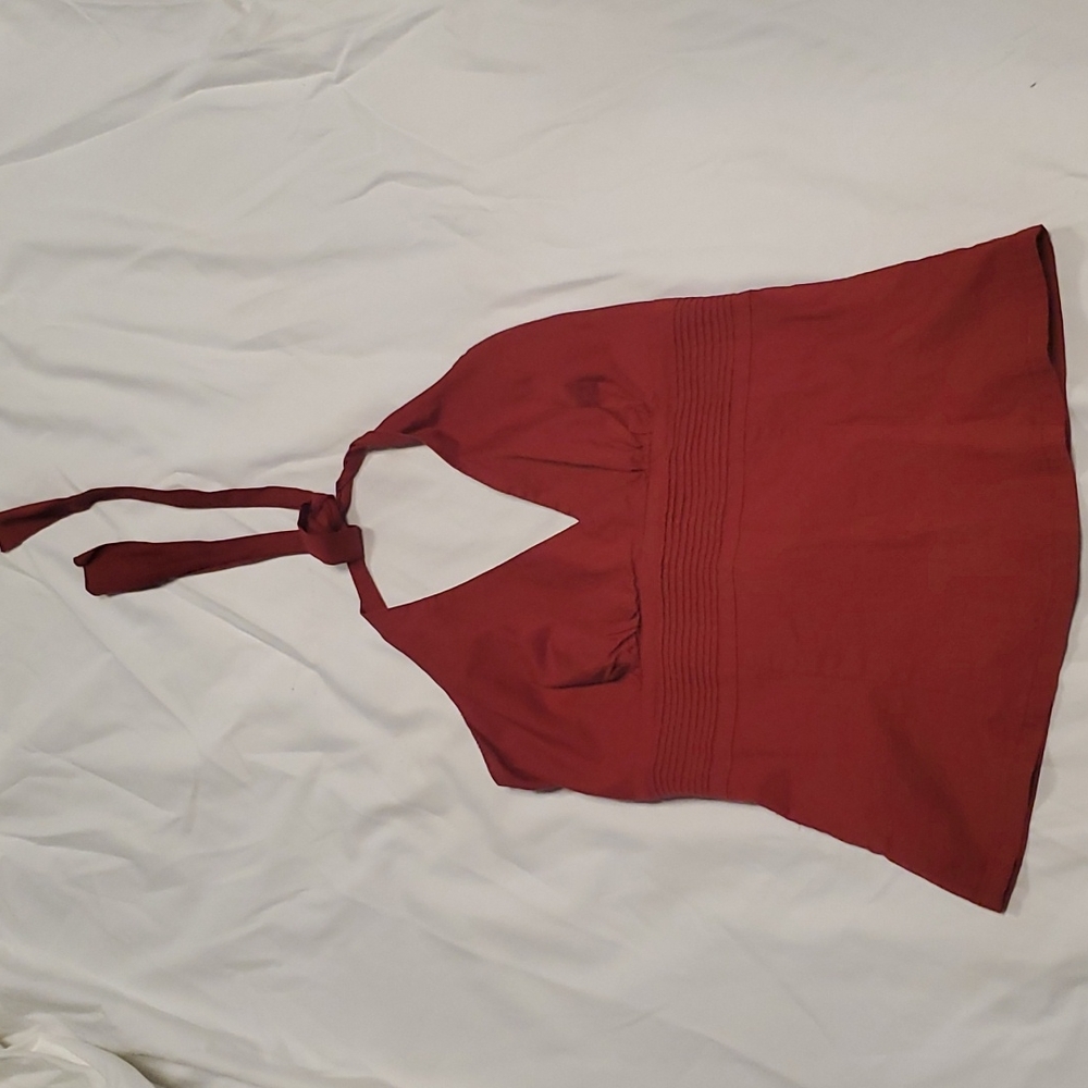 Vintage Speckles red cotton Halter top size small